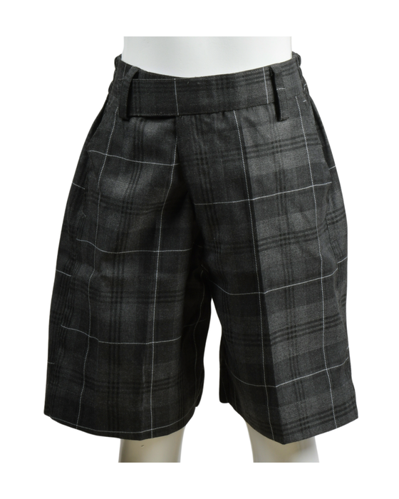 SS Boys Charcoal Grey Check Shorts (2nd Std - 5th Std)