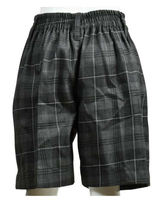 SS Boys Charcoal Grey Check Shorts (2nd Std - 5th Std)