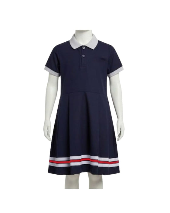 SPS Girls Navy Blue Frock with Red Stripe (Nursery Std - UKG Std)